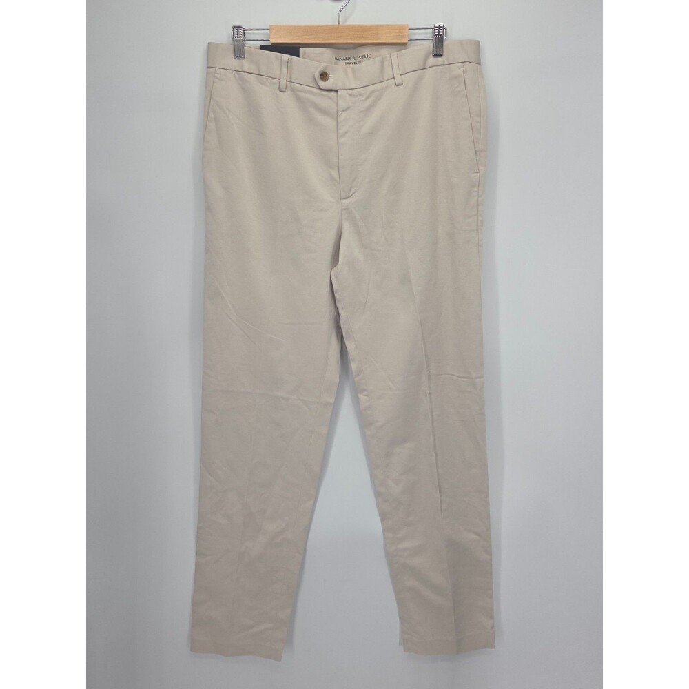 New Banana Republic Slim Traveler Chino Pants Mens 36x34 Beige Khaki